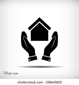  hand and house  icon