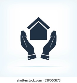  hand and house  icon