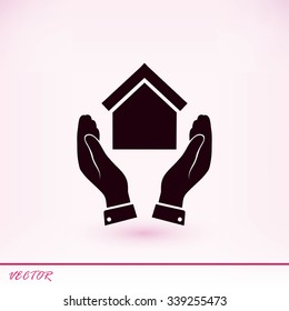  hand and house  icon