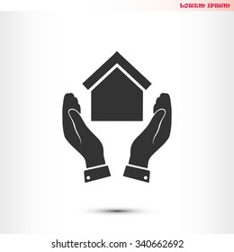  hand and house  icon