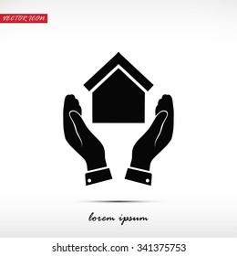  hand and house  icon
