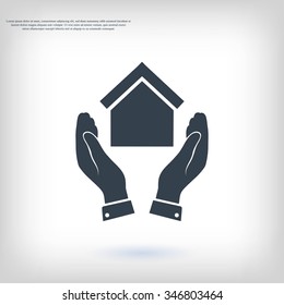  hand and house  icon