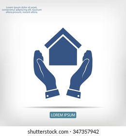  hand and house  icon