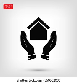  hand and house  icon