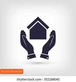  hand and house  icon
