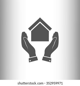  hand and house  icon