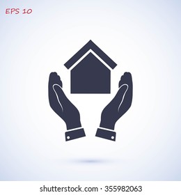  hand and house  icon