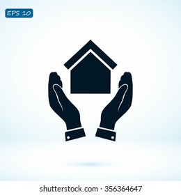  hand and house  icon