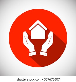  hand and house  icon