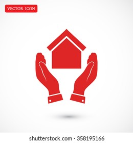  hand and house  icon