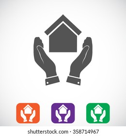 hand and house  icon