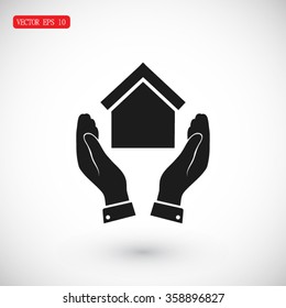  hand and house  icon