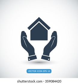  hand and house  icon