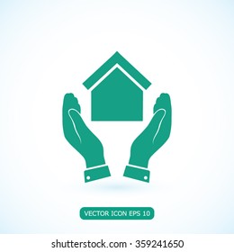 hand and house  icon
