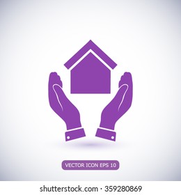  hand and house  icon