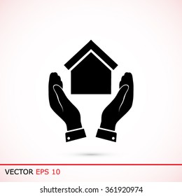  hand and house  icon