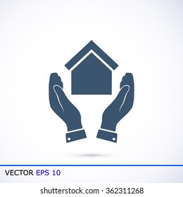  hand and house  icon