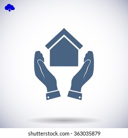  hand and house  icon