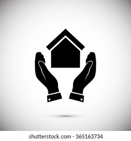  hand and house  icon