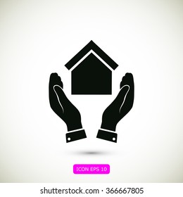  hand and house  icon