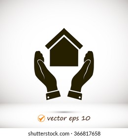  hand and house  icon