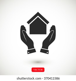  hand and house  icon