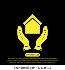  hand and house  icon