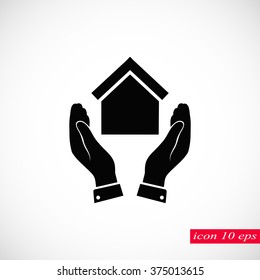  hand and house  icon