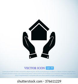  hand and house  icon