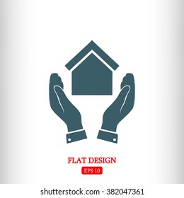  hand and house  icon