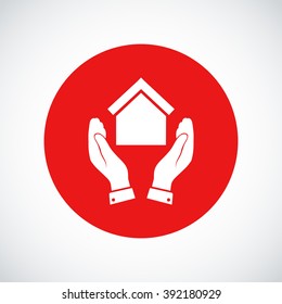  hand and house  icon