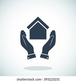  hand and house  icon
