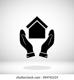  hand and house  icon