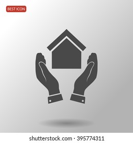  hand and house  icon