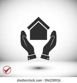  hand and house  icon