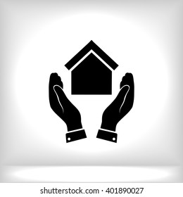  hand and house  icon