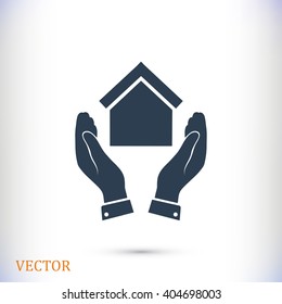  hand and house  icon