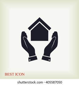  hand and house  icon