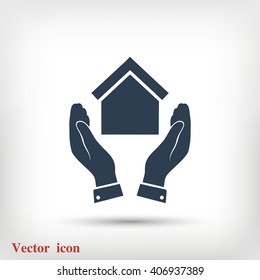  hand and house  icon