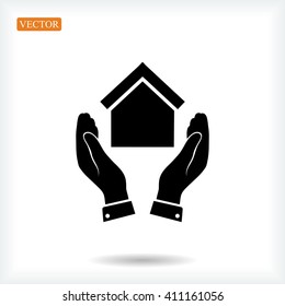  hand and house  icon