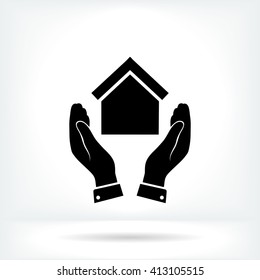  hand and house  icon