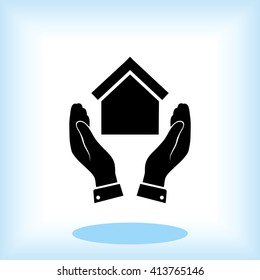  hand and house  icon