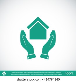  hand and house  icon