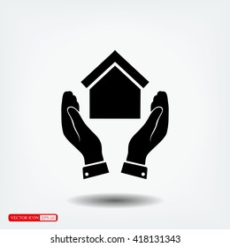  hand and house  icon
