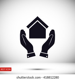  hand and house  icon