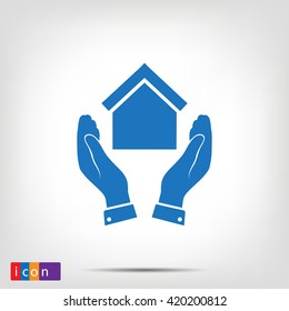  hand and house  icon