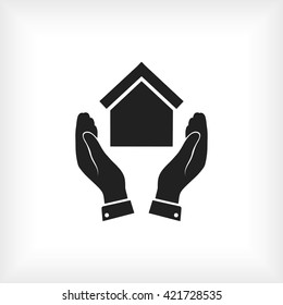  hand and house  icon