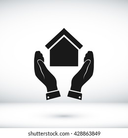  hand and house  icon