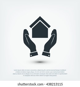  hand and house  icon