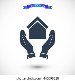  hand and house  icon